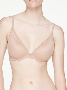 Thirdlove 24/7 Classic Uplift Plunge Bra 34B 1/2 Microfiber Nude